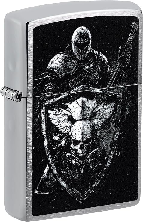 Zippo Lighter: Knight with Shield - Brushed Chrome 46901