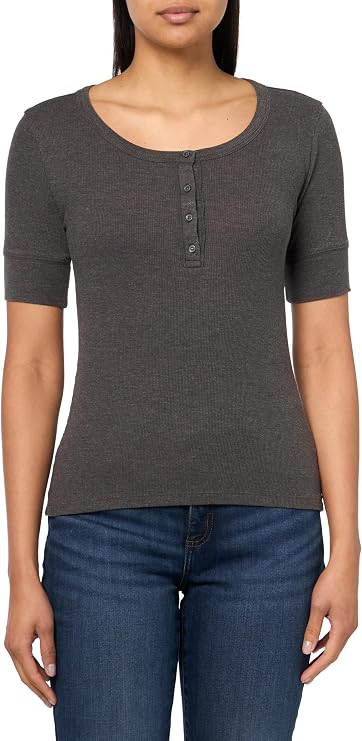 Lucky Brand Women's Ribbed Henley Tee
