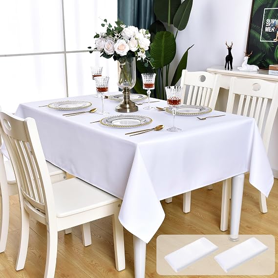 2 Pack White Rectangle Tablecloth 60x102 inch Waterproof Table Cloth