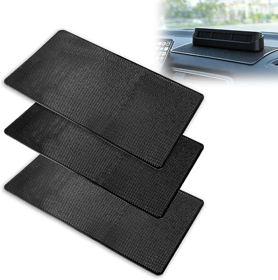 3 Pack 10.63x5.9 Inch Anti Slip Dashboard Mats for Car, Black