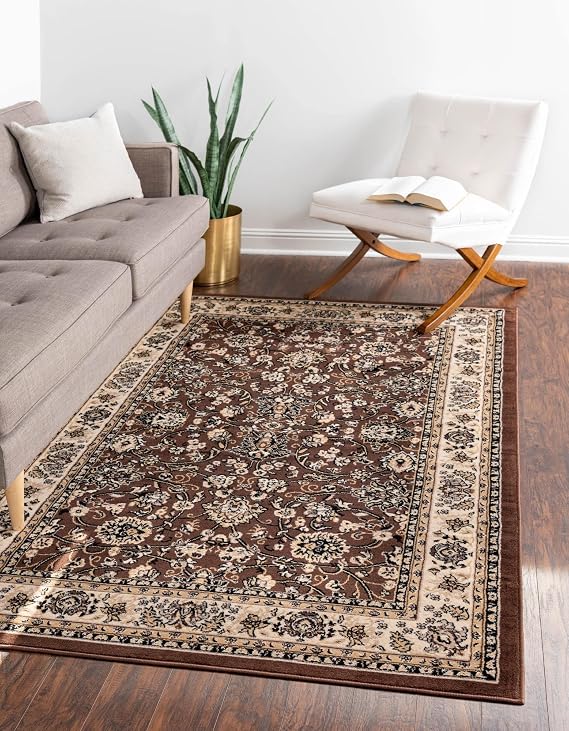 Unique Loom Sialk Hill Collection Area Rug - Washington (7' 10" x 10' Rectangle, Brown/ Black)