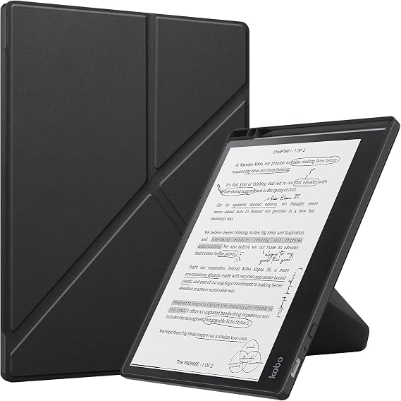 Case for Kobo Elipsa (2023 Release) eReader 10.3", The Thinnest and Lightest Leather Smart Origami Cover Case for 10.3" Kobo Elipsa eReader with Auto Wake Sleep Feature Black
