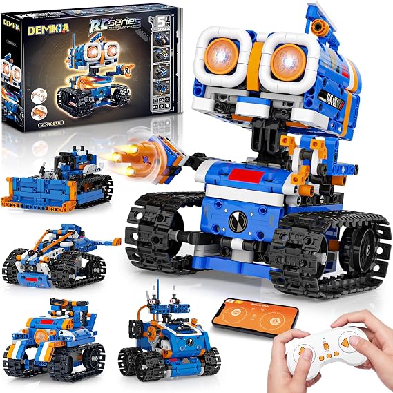 STEM Robot Building Kit, APP & Remote Control Robotics for Kids Ages 8-12 | 5 in 1 Rechargeable RC Robot Toy, Build & Rebuild Creations, Engineering Kit, Birthday Gifts for Boys Girls, 560 Pieces