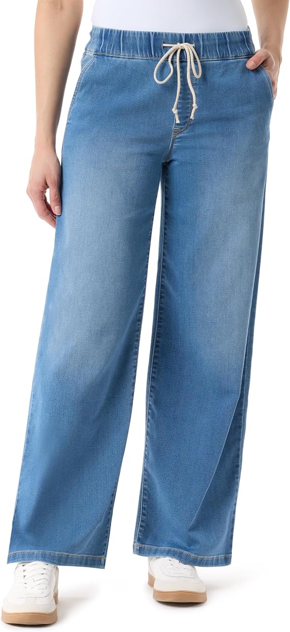 Gloria Vanderbilt Women's Relaxed Drawstring Pull on Wide Leg Jean Standard
