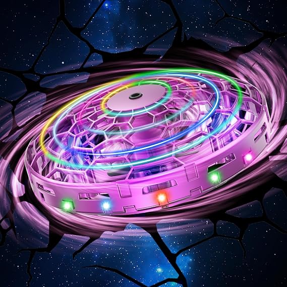 Flying Ball, UFO Toy, Gesture Control, LED Light, Automatic Obstacle Avoidance Function, 360° Rotation, For Children, Certified in Japan, Birthday Gift, Student Gift, Purple