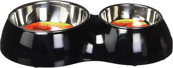 Dogit Stainless Steel Raised Dog Bowls with Plastic Cover for Both Dogs and Cats, Balck, 11.8 and 5.4 Ounce Dishes