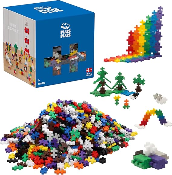 PLUS PLUS 1200 Piece Basic Mix - Mini Waffle Blocks, Classroom Must Haves