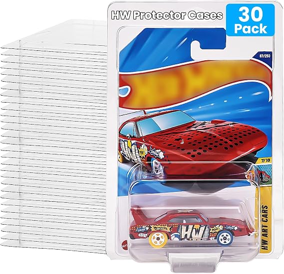 30 Pack Clear Protector Cases for Hot Wheels Storage, 0.6mm Thick PET
