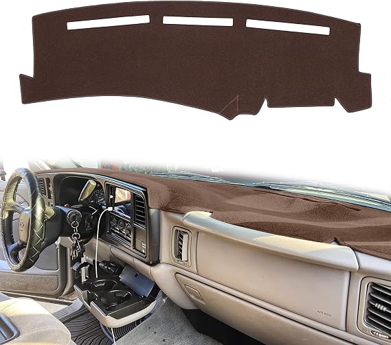 Dashboard Cover for Chevrolet Silverado 1500 2500 3500 1999-2006 Avalanche Chevy Tahoe Suburban GMC Sierra Yukon Dash Cover Mat(Premium Carpet, Brown)