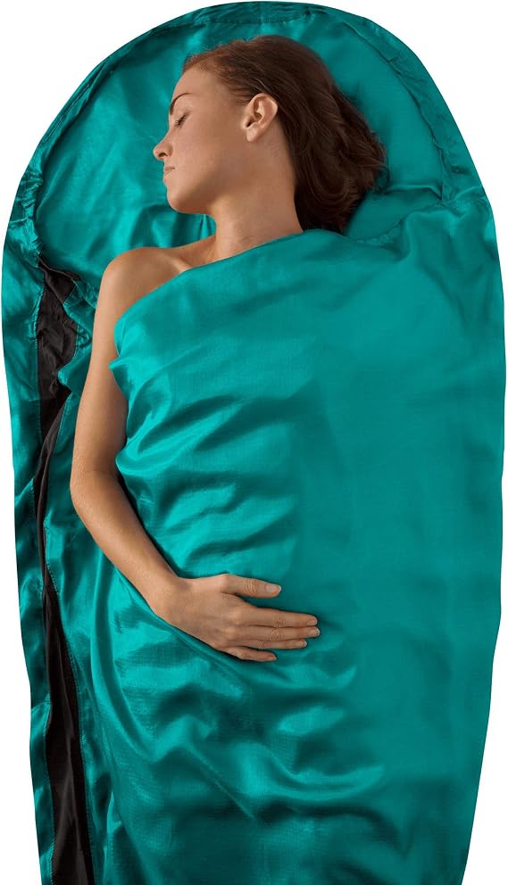 Sea to Summit Premium Silk Sleeping Bag Liner, Mummy w/Hood (82x37 inches), Sea Foam