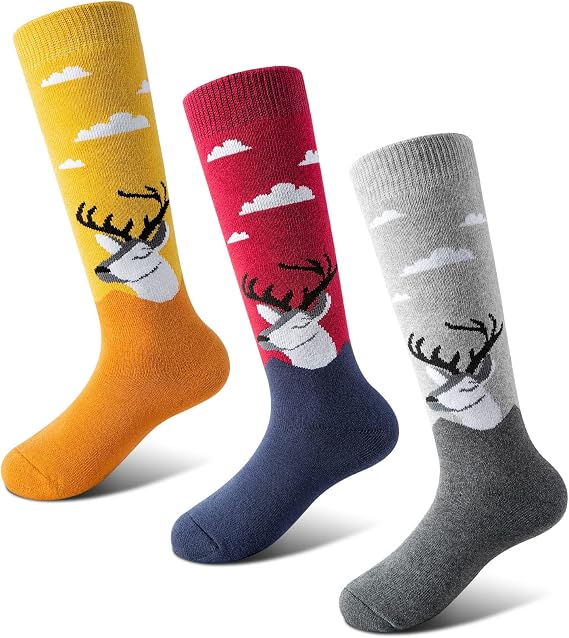 Cimkiz Kids Ski Socks 2 Pairs3 Pairs, Childrens Ski Socks for Toddlers Outdoor Skiing Snowboarding Boys Girls Winter Snow Socks