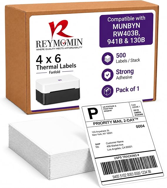 4x6 Thermal Labels for Munbyn RW403B, 941B - 500/Stack - 1 Stack