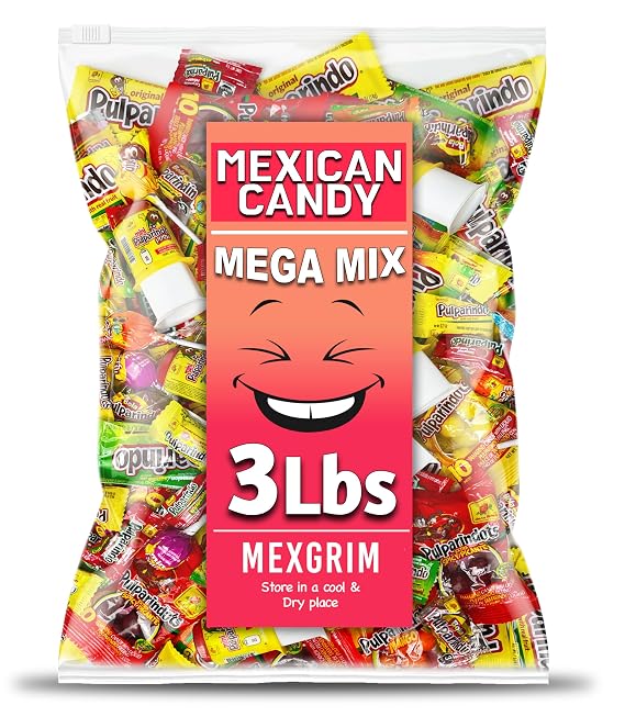Mexgrim Mexican Candy Variety Pack, 3 lbs.Bag Individually Wrapped,Dulces Mexicanos, Bulk Mix filled with Pulparind, Perfect for pinata stuffers & Mexican Party