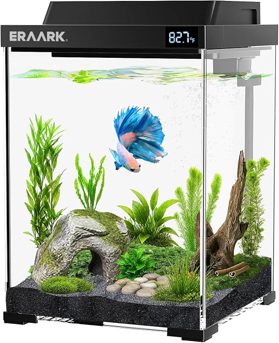 Fish Tank, 2.6 Gallon Aquariums,Smart Betta Fish Tank with Temperature Monitoring Filter,Light,Water Pump,Self Cleaning Aquarium kit (2.6 Gallon)