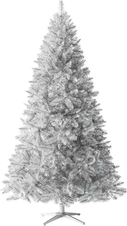 Treetopia 8ft Silver Unlit Artificial Christmas Tree Silver Stardust Tinsel