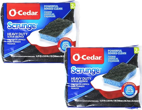 O-Cedar Scrunge Heavy Duty Sponge for Non-Scratch 7.5 in. L 2 pk