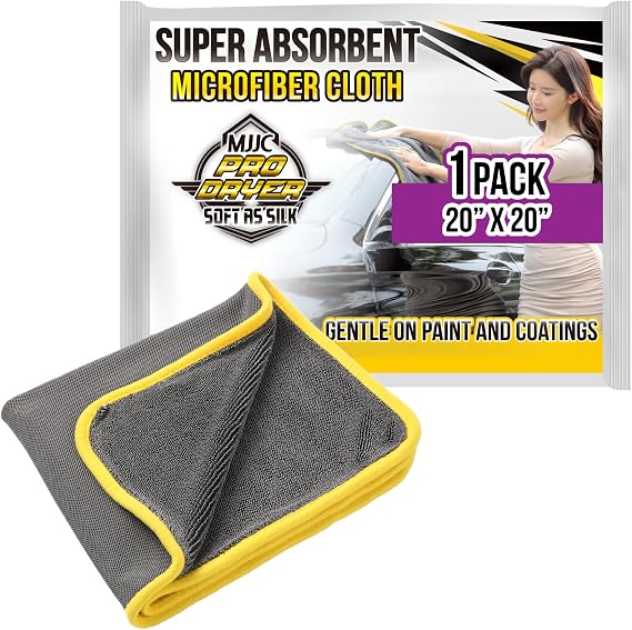 MJJC Pro Dryer Plush Silk Microfiber Drying Towel (20 x 20 (1-Pack)) Cars,Trucks, SUVs, RVs, Home