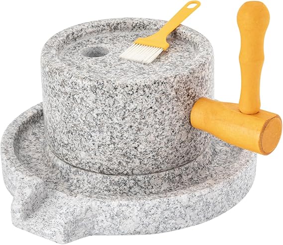 Natural Granite Handmade Stone Mill, Traditional Stone Millstone, Retro Hand Coffee Mill Grains Spices Natural Small Stone Mill