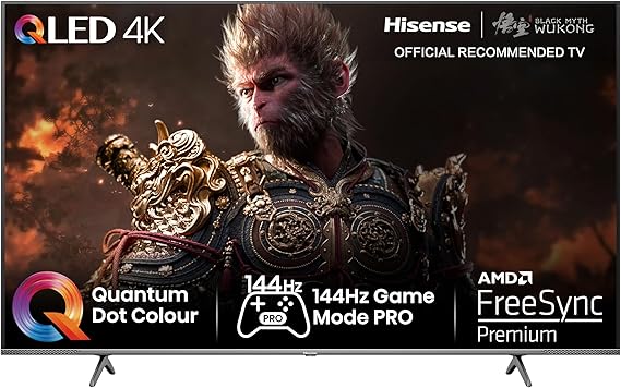 Hisense 65 Inch 144Hz QLED Gaming TV 65E7KQTUK PRO - 144Hz VRR, HDMI 2.1, Freesync Premium, Quantum Dot Colour, VIDAA U7, and Youtube, Freeview Play, Netflix and Disney+ (2023 Model) [Energy Class G]