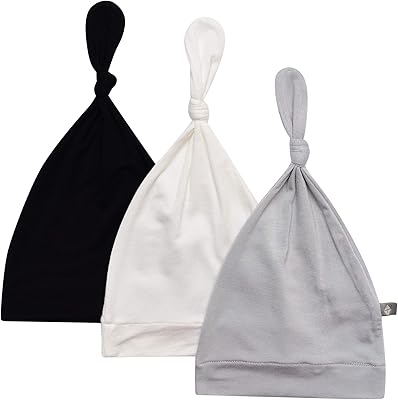 KYTE BABY Rayon Made from Bamboo Baby Beanie Hats - Super Soft Knotted Caps Available in Pattern and Solid Colors - 3 Pack
