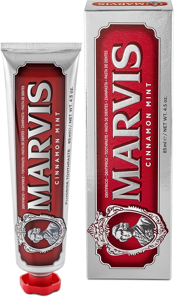 Marvis Cinnamon Mint Toothpaste, 85 ml, Sensational Flavoured Toothpaste Helps Remove Plaque & Promote Healthy Gums with Long-Lasting Freshness