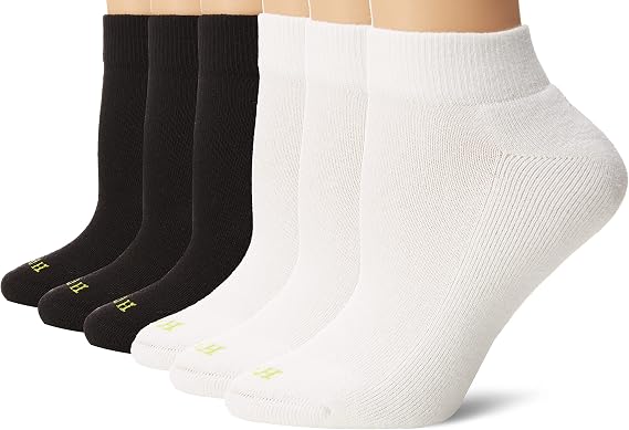 HUE Quarter Top Ankle Socks for Women with Cushion, 6 Pair Pack
