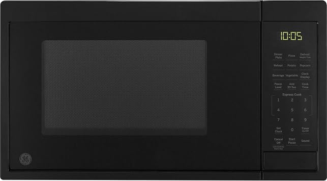 GE Countertop Microwave Oven | 0.9 Cubic Feet Capacity, 900 Watts | Kitchen Essentials for the Countertop or Dorm Room | Black