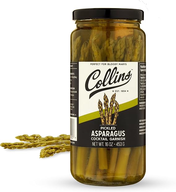 Collins Gourmet Pickled Asparagus | Premium Garnish for Cocktails, Bloody Mary, Salads, Meat and Cheese Trays | Asparagus Spears in Jar, 16oz