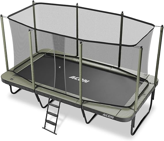 ACON 16 HD Rectangular Trampoline 17x9.8 ft, 140 HD Springs, SafeMat | Big rectangle trampoline for outdoor use, 330 lb capacity, enclosure & ladder, heavy duty steel frame, safemat protection