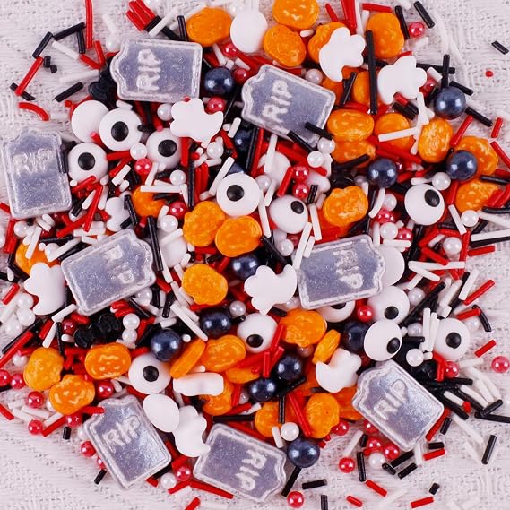 Candy Eyeballs Halloween Sprinkles 3.5 Oz Candy Eyes for Decorating | Pumpkin Ghost Tombstones Sprinkle Edible Eyes Eyeball Sprinkles Sugar Pearls for Halloween Cake Cupcakes Cookie Decorations