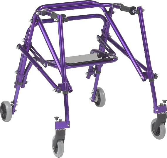 Inspired by Drive Nimbo 2G Posterior Walker, Seat, Wizard Purple, Medium | Lightweight Posterior Walker with Padded Seat Lets Users Rest and Move Safely with Adjustable, Sturdy Support