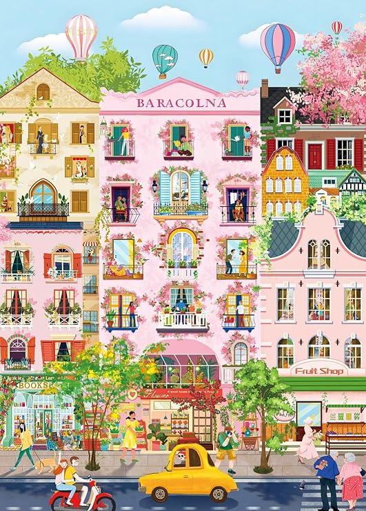 Puzzles 1000 Pieces for Adults jigsaw puzzles for adults-Colorful Dreamy Street-1000 Piece Puzzle Classic Educational Games Beautiful Decoration Puzzle