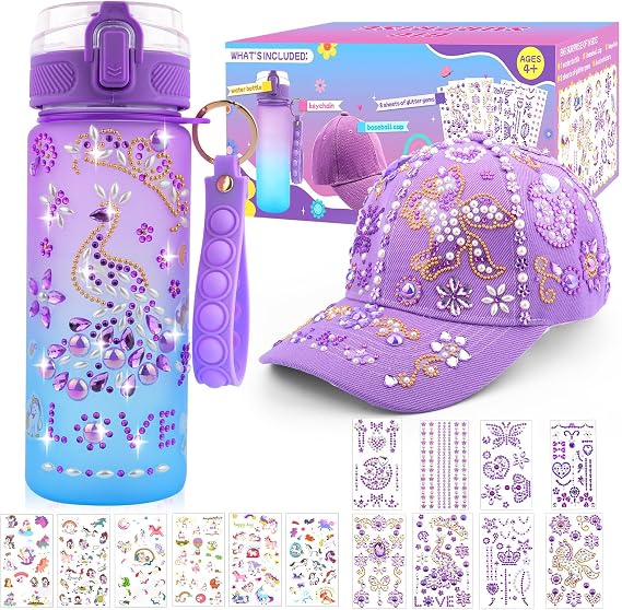 Pongime Gifts for Girls 4-12, Decorate Your Own Water Bottle Baseball Cap