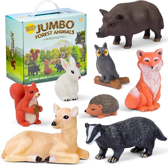 Learning Minds Set of 8 Jumbo Forest Animal Figures - Suitable for Ages 18 Months and Up