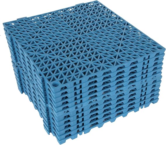 12 Pack Interlocking Floor Cushion Rubber Tile Mats 12" x 12" Non-Slip Shower Mat Rubber Outdoor Tiles Pool Mats for Floor, Drain, Patio, Balcony, Yard, Deck (Blue)