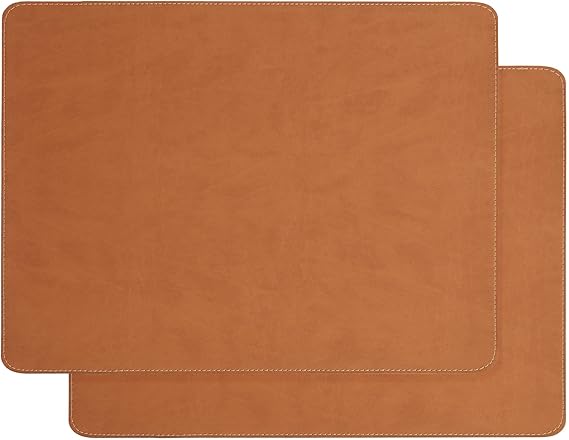 Ocean Home Textile 2-Piece Tan Color Leather American Serving 40 x 30 cm