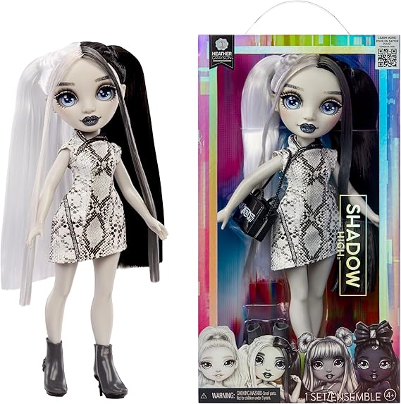 Rainbow High Shadow High Heather - Grey Scale 11" Fashion Doll with Black and White Hair & Outfit & Handbag