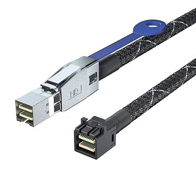 10Gtek SFF-8644 to SFF-8643 Mini SAS HD Hybrid Cable, 12Gbps SAS 3.0 Adapter for RAIDData CenterWorkstationDesktop, 100-Ohm, 0.5m1.6ft