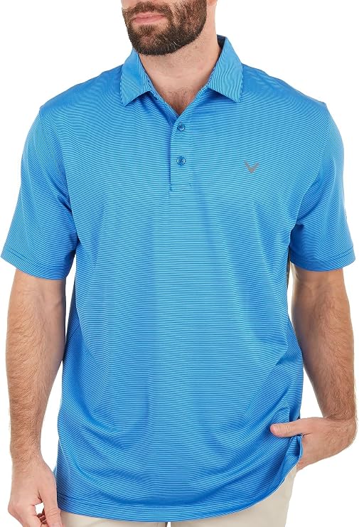 Callaway Men's Fine Line Stripe Short Sleeve Moisture-Wicking Stretch Golf Polo Shirt (Available in Big & Tall)
