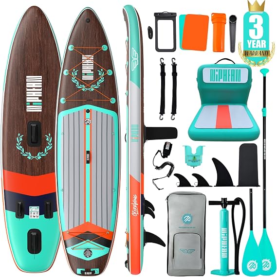 Niphean (Extra Large) Inflatable Paddle Board, SUP for 2+1 People/Family | 500lbs Capacity Paddle Boards for Adults with Complete SUP Accessories, StabilTrac Fin Non-Slip Paddleboard, Gift Ideas