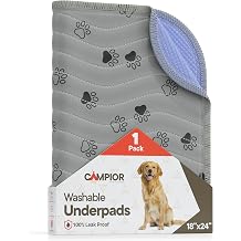 Washable Underpads 18"x24" (Pack of 1) Reusable Waterproof Bed Pads for Pets, Elderly & Kids, Extra Heavy Absorbency Incontinence & Bedwetting Protection, Non-Slip TPU Backing, Grey & Blue