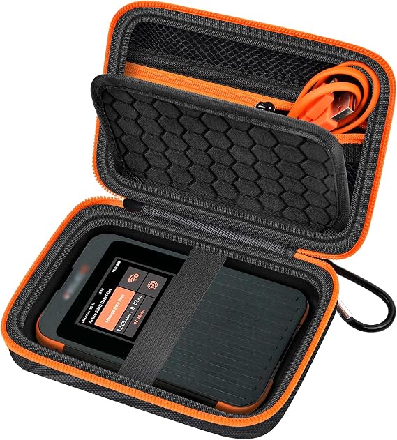 Boobowl Mobile Hotspot Case for SIMO Solis 5G and for SIMO Solis Pro 5G | Bubble Padding and Elastic Strap Limit Shifting; Mesh Pocket Organizes Cables, Carabiner Clips to Bags, Black, Case Only