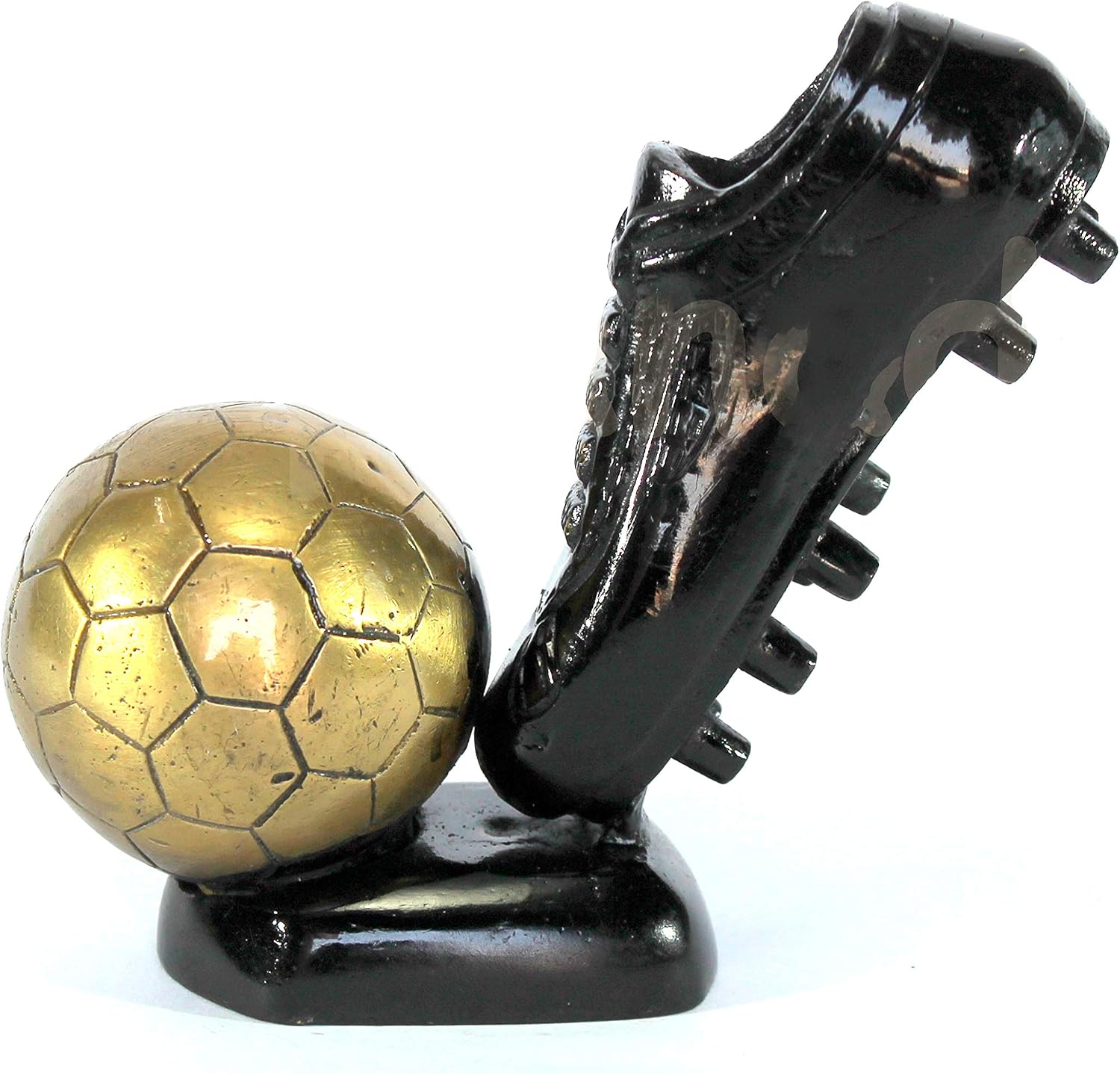 ESPLANADE Beautiful Brass Decorative Soccer Ball and Shoe Showpiece | Home Decor | Brass Sculpture | World Cup Golden Boot Trophy Look-alike | European Golden Shoe Look-alike