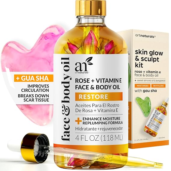 ArtNaturals Vitamin E Body Oil & Gua Sha Set, 4 oz