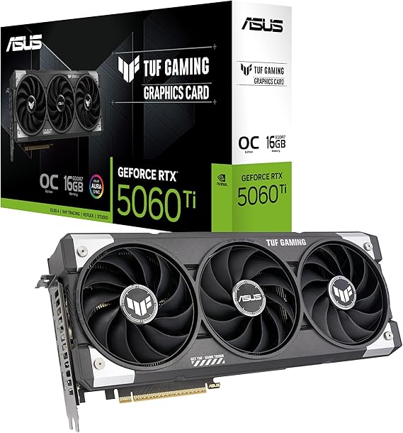 ASUS Dual GeForce RTX 5060 Ti 16GB GDDR7 OC Edition (PCIe 5.0, 16GB GDDR7, DLSS 4, HDMI 2.1b, DisplayPort 2.1b, 2.5-Slot Design, Axial-tech Fan Design, 0dB Technology, and More)