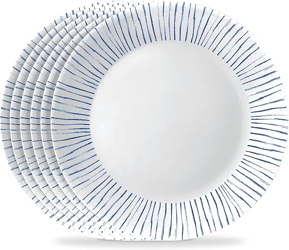 Corelle Botanical Stripes 6-Piece 10.25-Inch Dinner Plate Set