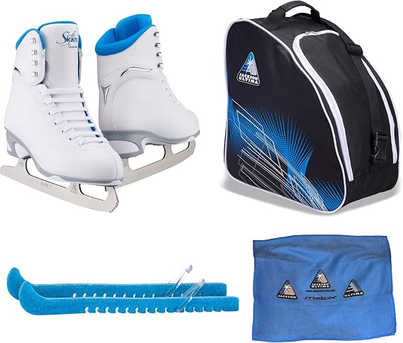 Jackson Ultima Finesse JS180 / JS181 / JS184 Figure Ice Skates for Women and Girls Bundle with Guardog Skate Guards, Jackson Skate Bag and Towel - Improved, JUST LAUNCHED 2023