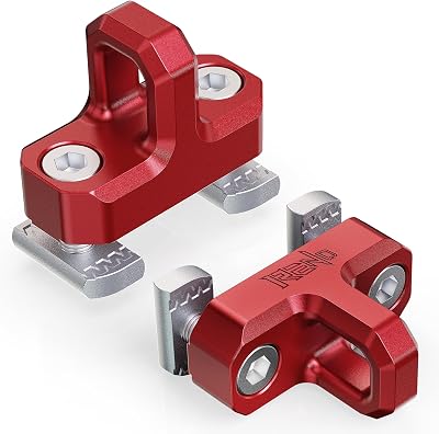 RENO Frontier Bed Rail Cleats, Bed Hooks Fits for Utili-Track Bed Rail System Tie Down Anchors Compatible with 2005-2026 Frontier  2004-2025 Titan, Replaces OEM 999T7-ZV00A Aluminum, Red, 2PCS