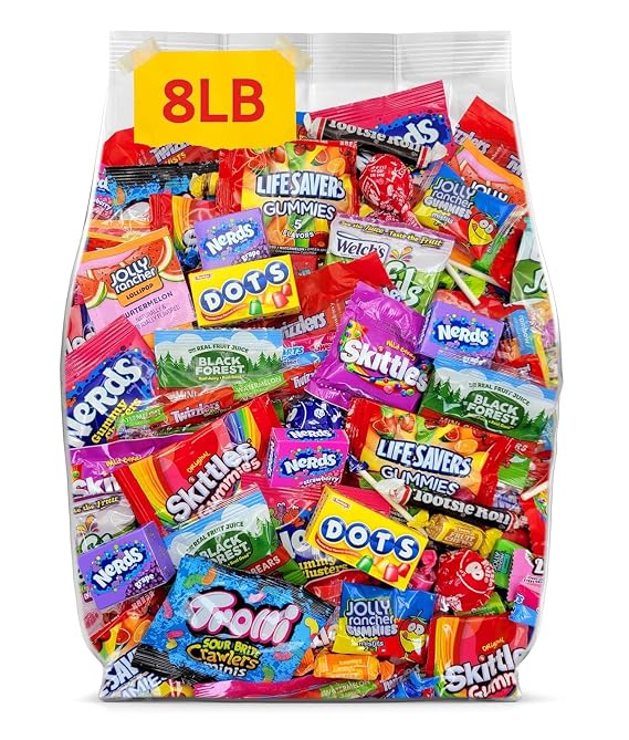 Bulk Candy Variety Pack - 8lb Bulk Candy Individually Wrapped - Assorted Candy Bulk for Party Favors, Goodie Bags & Office Snacks - Pinata Candy Assortment - 8 Pound Box of Candy
