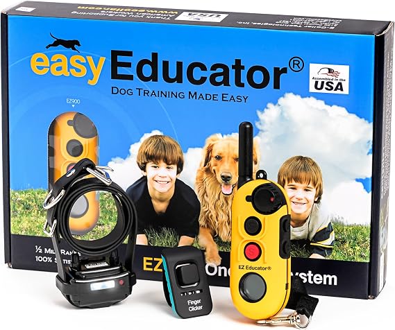 E-Collar Educator EZ-900 Dog Training Collar with Remote, Yellow | 1/2 Mile Range, 256 Levels, Waterproof & Rechargeable, For Small & Medium Dogs 10 lbs+, Night Light